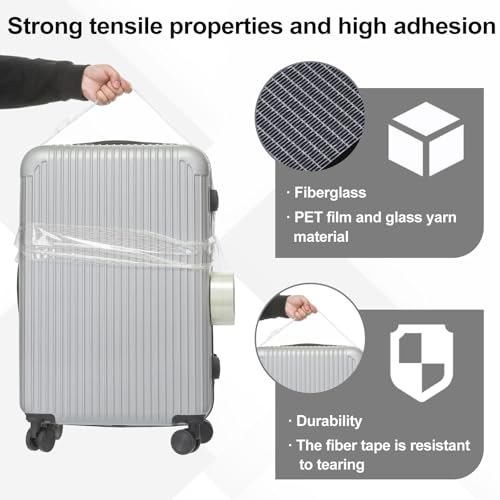 Image of MECCANIXITY Strapping Tape, 20 Roll 1 /2 Inch x 55 Yards Reinforced Packing Tape Filament Tape Heavy Task Packing Transparent 5.9 Mil Striped for Package Transport Electric Equipment Packaging