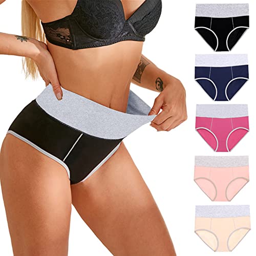 YGMXZL 5 PCS Culottes Femmes,Slips Taille Haute Culotte Extensible pour Femmes,sous-vêtement en Coton Doux pour Femme (L) Cover