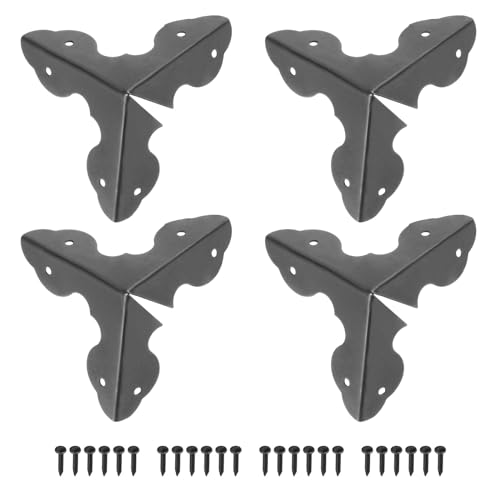 Image of uxcell 33x33x33mm Metal Box Corner Protectors Edge Guard Black 16pcs