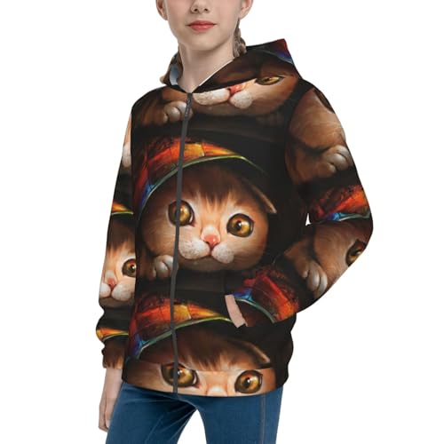 Animal Cartoon Style Kid Hoodies Boys Zip Up Sweatshirts Girls Pullover with Pocket