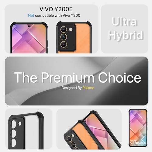 Image of Outlouders Back Cover for Vivo T3 5G / Vivo Y200e 5G | Ultra Hybrid Transparent | Full Camera Protection | Raised Edge | Crystal Clear Bumper Case (Black)