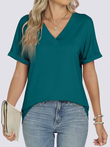 ANRABESS Womens T Shirts Short Sleeve V Neck Shirts Summer Loose Fit Dressy Tops Business Casual Blouses 2025 Basic Tees4