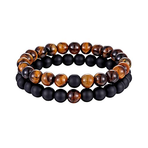 2pcs Pareja pulsera de piedra natural de la yoga con cuentas pulsera hombres y mujeres amigos de las mujeres del encanto del regalo de la joyería de la cadena Cover