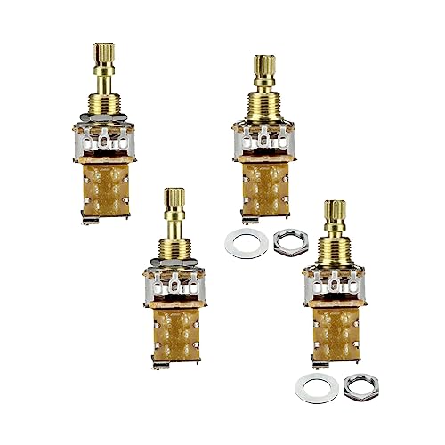 FLEOR 4PCS A500K+B500K Push Push Bounce Switch Potentiometer Short Split Copper Shaft for Electric Guitar Bass Volume/Tone Controls(Set of 2A2B) - Image 2