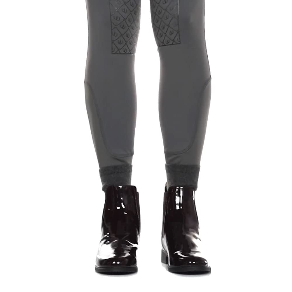 Ovation Women's Equestrian Leather Classic Style Ankle Low Heel Slip On Finalist Elastic Side Patent Jod Boots, Black, 8.5