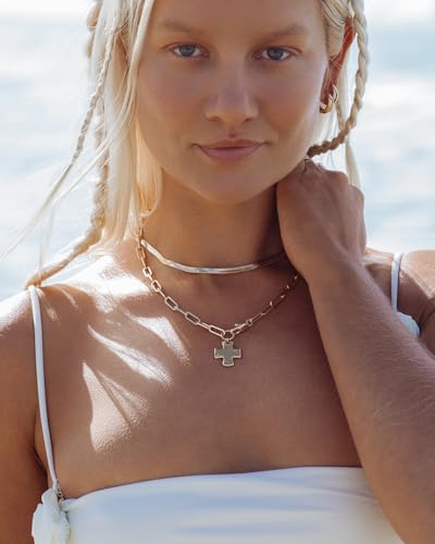 Chunky Cross Necklace For Women, 14k Gold-Plating Geometric Metal Sheet Faith Pendant Vintage Paperclip Chain Choker Charm Non Tarnish Jewelry Gift3