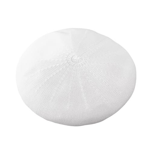 ZARSIO Summer French Beret Breathable Thin Beret Hat Solid Color Beanie for Women Lady (US, Numeric, 7 1/8, 7 1/4, White)