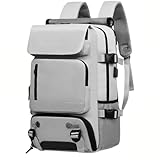 Mochila de Viagem Multifuncional, Compartimento para Sapatos, Porta USB, Bolsa P/Trabalho Escola Passeio Universidade, Grande, Múltiplos Bolsos (Cinza)