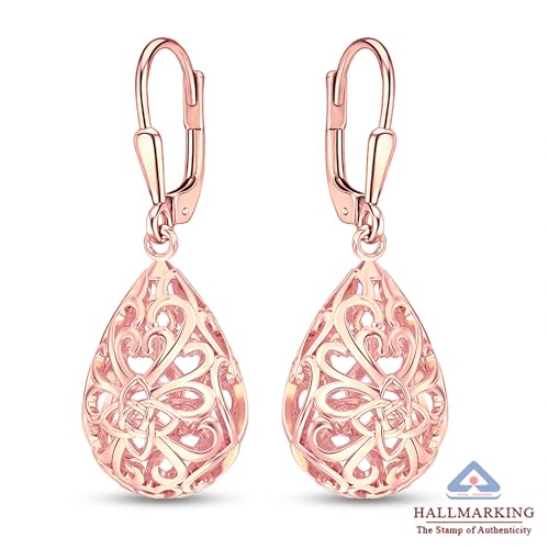 Image of TRUESILVER ACPL 925 Sterling Silver Filigree Drop Earrings for Women & Girls | Elegant Dangle Leverback Earrings | Stylish Everyday & Gift Jewelry