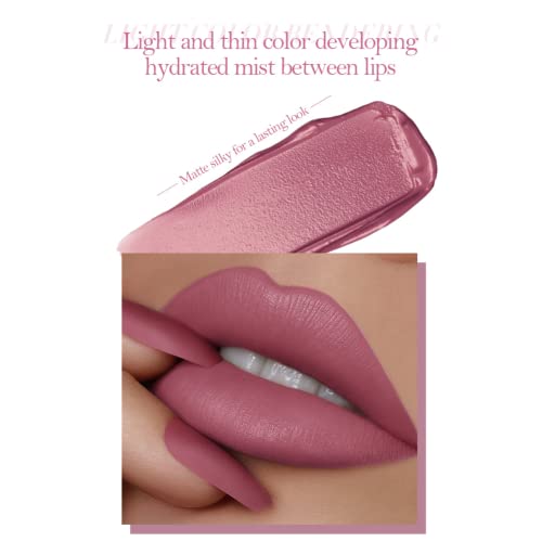 Pakivs 4Pcs Non-Fading Lip Glaze And Lip Liner Set, Waterproof Long Lasting Matte Moisturizing Fine Shimmer Lip Gloss Lip Liner 4 In 1 Lipstick Kit #TOP4