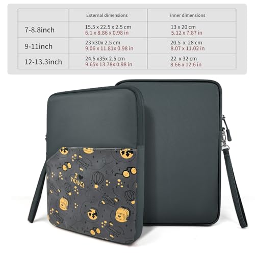 Image of MOCA Universal 7-8 Inch Tablet Sleeve Case, Polyester Protective Cover with Zipper and Wrist Strap, Compatible with Kindle, iPad mini, Samsung, Lenovo Tablets (Adventure Map, 7-8 inch)