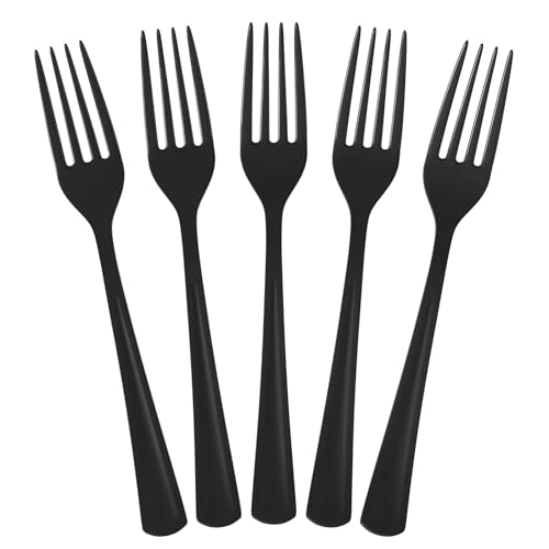 Exquisite Black Plastic Forks 50 Pieces Black Forks Disposable Utensils Heavy Duty Plastic Cutlery Set Disposable Cutlery Sets Flatware Sets Silverware Set For Party Supplies & Party Tableware