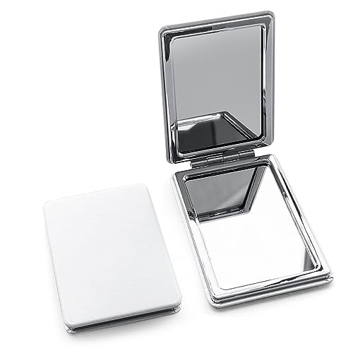 2 Stück Tragbarer Taschen Spiegel PU,73mm Kleiner Kompaktspiegel Faltbarer für Handtasche,Reisen,Make-up (rechteckig)