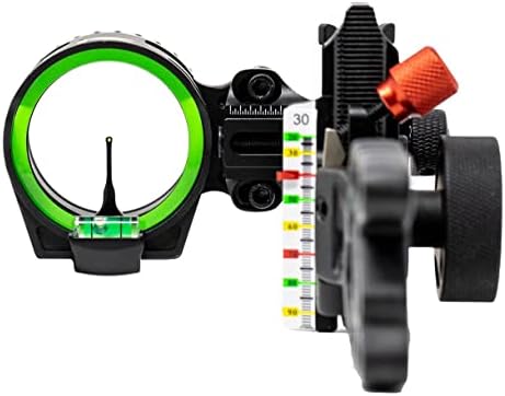 Redline RL-1 Carbon Single Pin Slider Bow Sight – .019 Fiber Pin with 2nd & 3rd Axis Adjustments and Enclosed Fiber Optic Ring, Right Handed Bow Setup