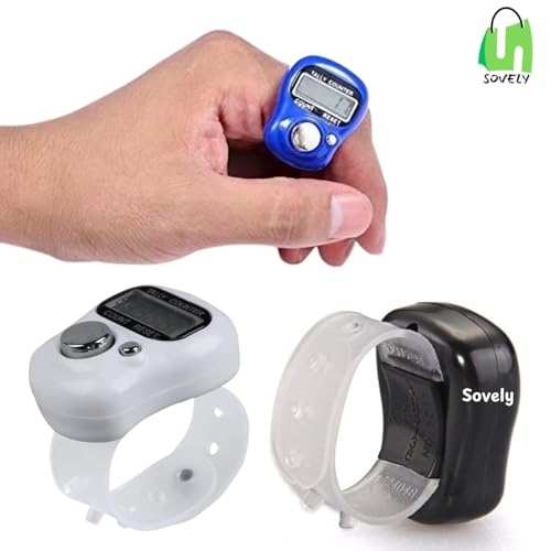Image of Sovely Mini Hand Tally Counter Digital Electronic Finger Ring - LED Finger Counter for Mantra Jap, Cricket Umpire, NAM Jap, Multiuse Counting Tally Machine, Portable Hand Clicker (4, Multicolor)
