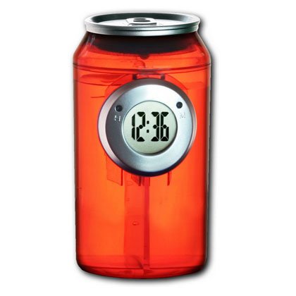 Water Powered Clock in Soda Can Shape - Red