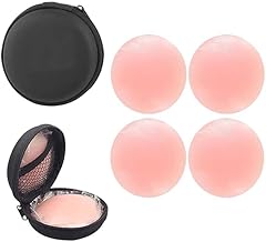 LEXUN Pasties for Women 2 Pair Nipple Covers Reusable Adhesive Silicone with Case.No Show Bra for Women.