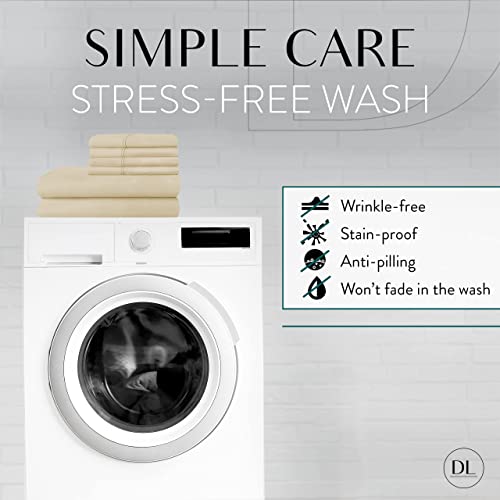 Danjor Linens Bed Sheet Set Cal King for Hot Sleepers, Hotel Premium Sheets with 4 Pillowcases, Lightweight Brushed Microfiber Deep Pockets, Breathable Cooling 6 Piece Bedding Sets, Taupe