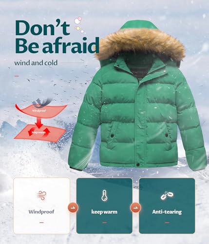 Image of CREATMO US Boy's Water Resistant Winter Coats Warm Fleece Lined Outwear Windbreaker Ski Jacket