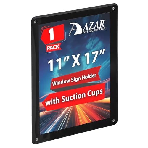 Azar Displays 106698-BLK 11x17 BLACK Window Display w/Suction Cups