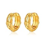 Pendientes de aro pequeños y gruesos para mujer, chapados en oro de 18 quilates, bohemios, étnicos, hipoalergénicos, delicados regalos vintage para mujer, Medio, Metal, Sin piedra preciosa