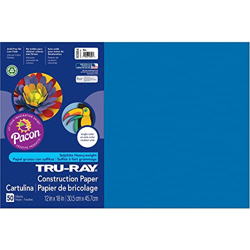 Tru-Ray® Construction Paper, 50% Recycled, 12" X 18", Black, Pack Of 50 & ® Construction Paper, 50% Recycled, 12" X 18", Blue, Pack Of 50 #TOP5