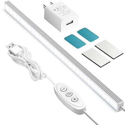 GLVSAE Under Cabinet Lights, 12 Inch Plug in Under Cabinet Lighting, LED Closet Light, 6000K Cool White Light, Ultra Thin Dimmable Light Bar, Suitable for Kitchen Desk Closet Workbench