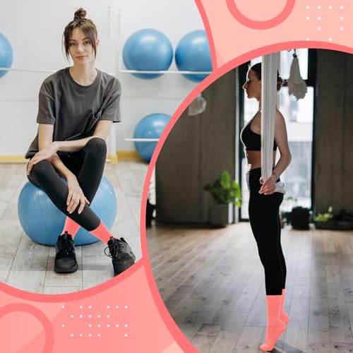 Jeyiour 4 Pairs Non Slip Pilates Socks with Gripper for Women Pink Yoga Non Skid Crew for Barre Hospital Sticky Slipper Socks4