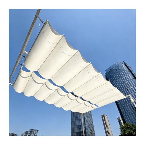 Pergola en bois avec auvent rétractable, auvent imperméable, kit d'installation inclus, idéal pour terrasses, jardins et tonnelles – Taille 1,2 m x 5 m