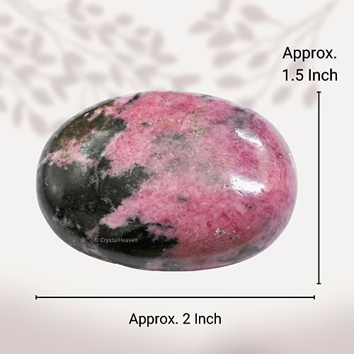 Image of Crystal Heaven Certified Rhodonite Crystal Palm Pebbles Stones for Anxiety Stress Relief Massage - AAA Grade Original Healing Gemstone Agate Palm Stone for Yoga Meditation Spiritual Reiki Feng Shui