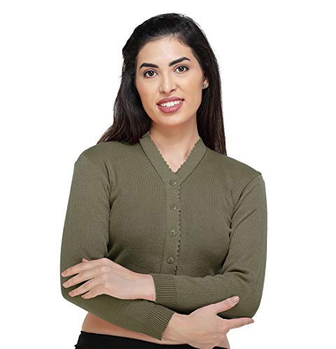 Image of Women Winter Wear V-Neck Full Sleeves Regular Fit Woollen Blouse