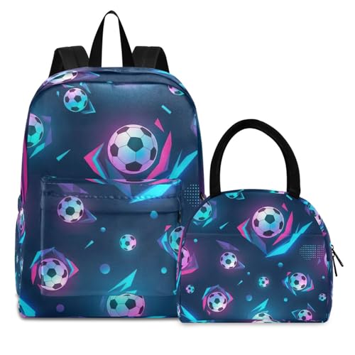 Sac à dos isotherme football bleu fluo pour préserver le repas enfant