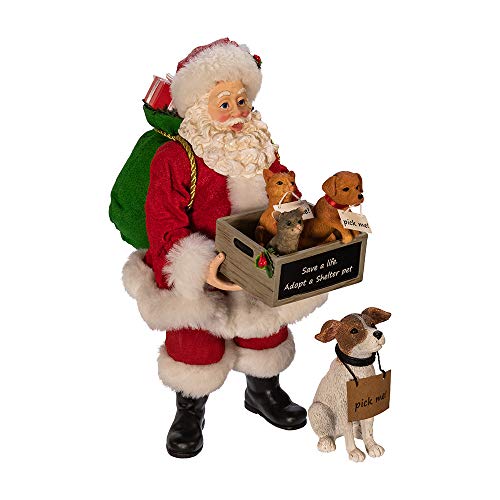 Kurt S. Adler Kurt Adler 10.5-Inch Fabriché Adopt-a-Pet Dog, 2 Piece Set Santa, Multi