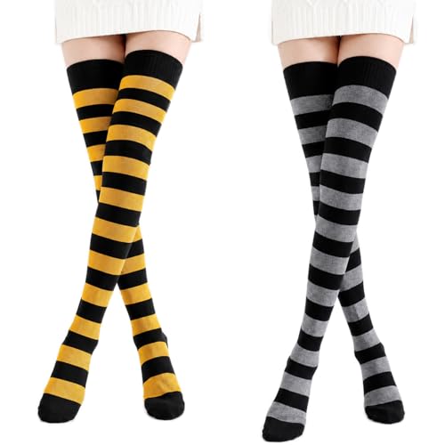 Image of Kayhoma Extra Long Cotton Stripe Thigh High Socks Over the Knee High Socks