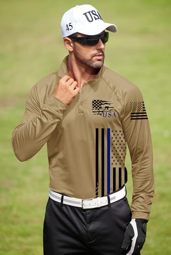 Mainfini Men's Long Sleeve 1776 Golf Shirt USA Flag Graphic Button Polo Shirt (S-3XL) - Image 3
