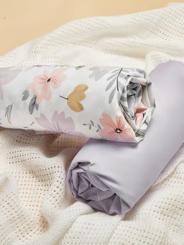 Image of TILLYOU Baby Crib Sheets for Boys Girls, Super Soft Toddler Bed Sheets, 2 Pack Sheets for Standard Crib Mattress 28x52in, Brilliant Little Flowers