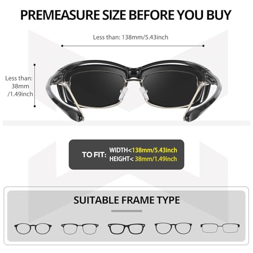 Myiaur Sleek Fit Over Glasses Sunglasses for Men Women, Polarized Over Eyeglasses Flexible Temple for Rectangle/Small Glasses4