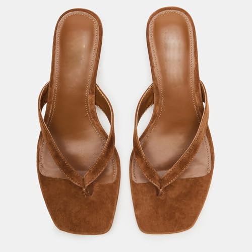 Image of Dsevht Kitten Heels for Women Jelly Square Open Toe Sandals Flip Flop Heel Summer Low Heeled Thong Sandals