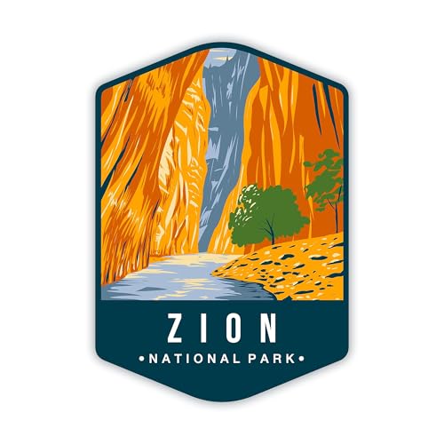 Image of eDesign Zion National Park Sticker | 2-Pack | 4 Inches - National Park Stickers for Waterbottle Scrapbook Car Truck SUV Van Window Bumper Wall Laptop Tablet Cup Tumbler and Any Smooth Surface