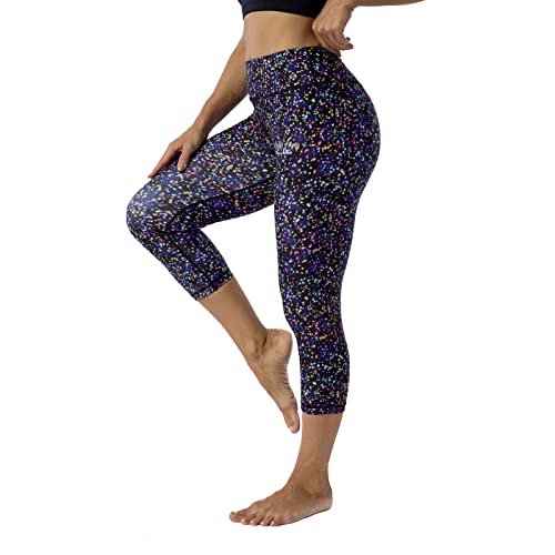 Uiuo-Uipeu Capris Leggings With Pockets For Women Tummy Control Gym Workout Leggings Yoga Capris Girls Sprinkled Stars 5-2 Medium #TOP1