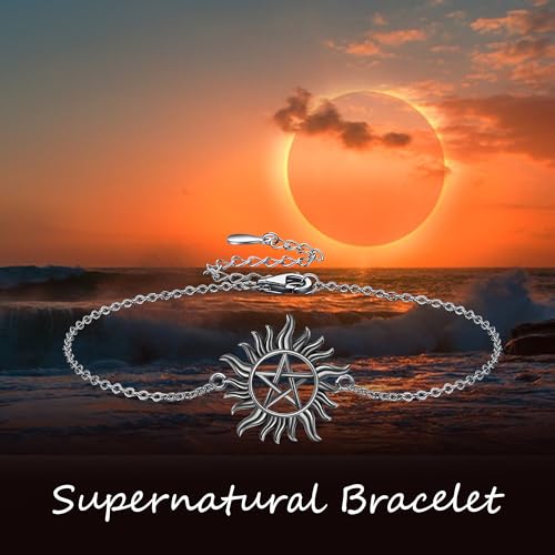 URONE Supernatural Bracelet 925 Sterling Silver Anti Possession Bracelet Pentagram Jewelry Gifts for Women 6