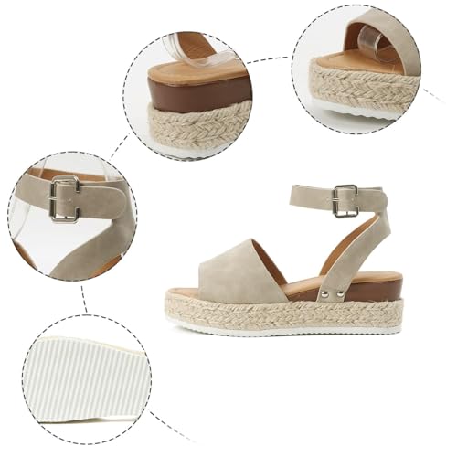 Wedges Sandals for Women 2025,Open Toe Wedge Sandals for Women Dressy,Comfortable Non-Slip Solid Color Open-Toe Wedge Sandals for Women,Comfortable Outdoor Shoes4