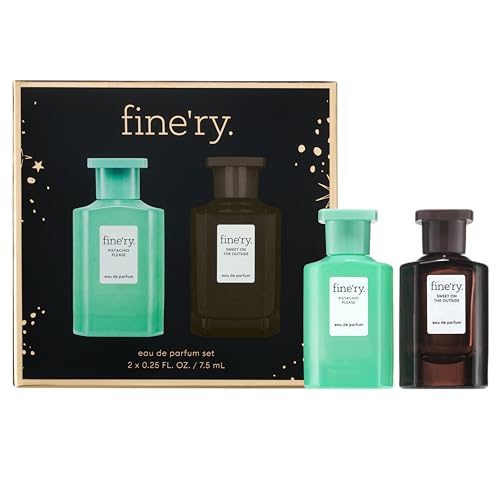 Image of Fine'ry Mini Perfume Set for Women - Pistachio Please & Gourmand Vanilla Sweet on the Outside, Long-Lasting Splash Parfum, Hair & Body Cologne Fragrance, Vegan (7.5ml)
