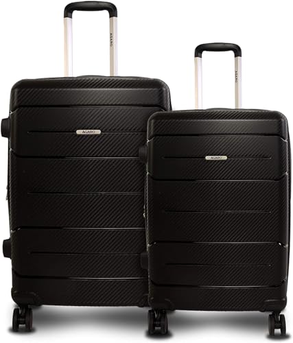 Image of AGARO Venue Hard-Sided Polypropylene Check-in Luggage Set of 2 (20-24 Inch Suitcase) Black