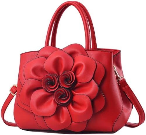 Cayla 3D Floral Handbags Purses for Women Top Handle Handbag PU L...