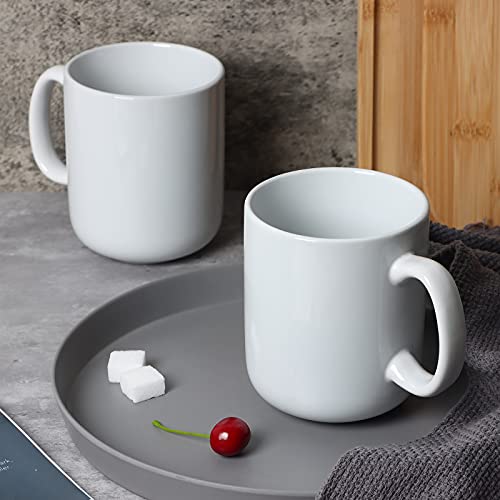 Smilatte 20 OZ Large Coffee Mug, M016 Plain Ceramic Boss Big Tea Cup with Handle for Dad Men Set of 2, White - Image 4