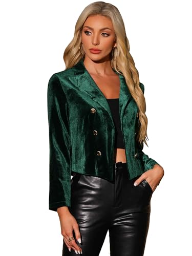 Allegra K Velvet Blazer Jacket for Women's Notch Lapel Open Front Long Sleeve Party Cocktail Velour Sports Coat