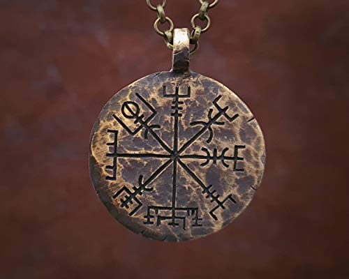 Baldur Jewelry - Handmade Vegvisir Compass Necklace Guiding Pendant Necklace Norse Jewelry Amulet For Men Viking Jewelry Gift - Viking Gifts For Men - Viking Jewelry For Men - Viking Necklace #TOP5