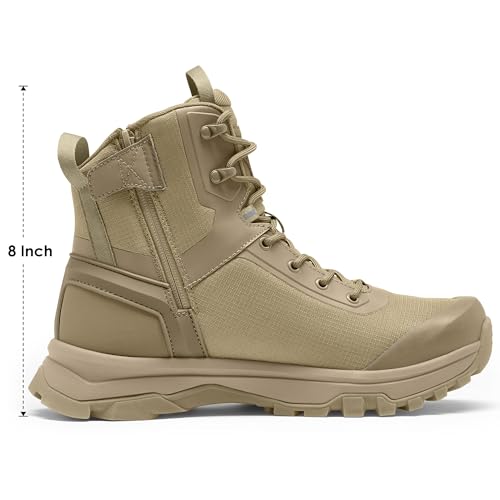 Image of Coostar Tactical Boots for Men Lightweight Military Combat Boot Side Zipper Motorcycle Hiking Work Boots Waterproof 8 Inches
