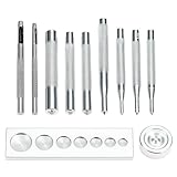 QWORK Punch Tool Punch Snap Kit, Set of 11 Pcs Stainless Steel Rivet Setting Tool, Round Hole Punch Die Tool